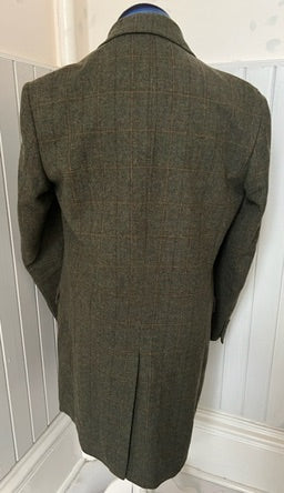 The Douglas 100% Wool Overcoat in Olive Green Check