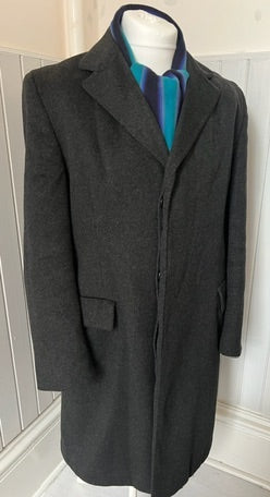 Genuine Crombie pre-loved overcoat in dark grey from Burtons the Tailors